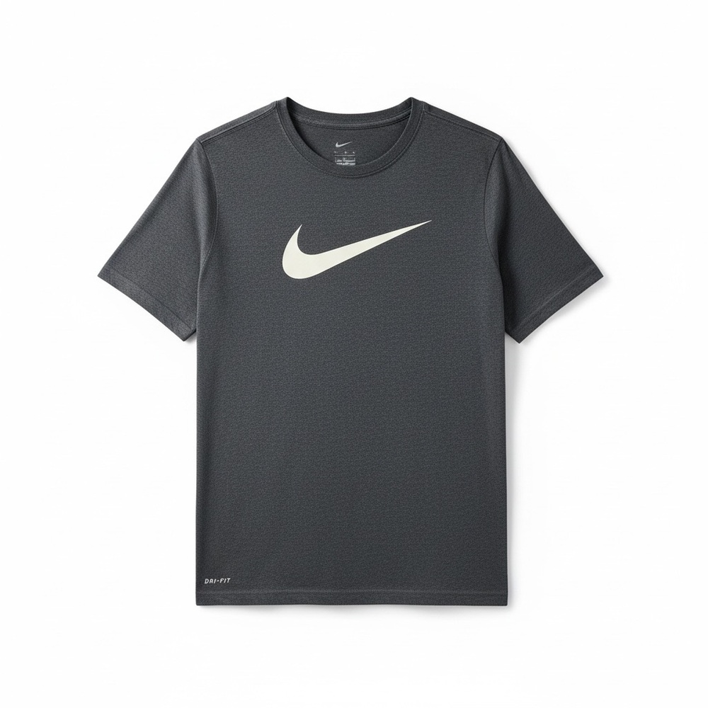 Nike EUC Dri-FIT Charcoal Swoosh Tee Boys XL Youth Fits Women’s Small